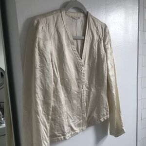 Helmut Lange Ecru Button Up Acetate Dress Jacket size 42 Vintage Pristine